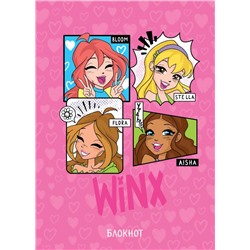 Winx. Блокнот. Розовый (А5, 48 л., цветной блок, со стикерами)