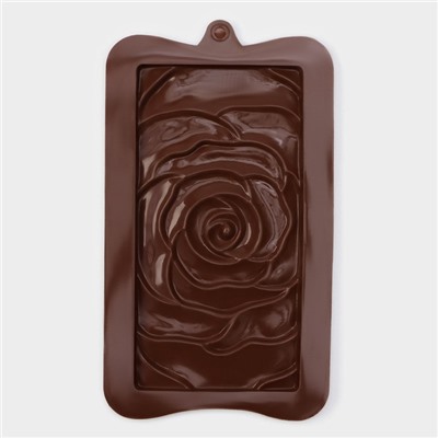 Форма для шоколада Доляна «Роза», силикон, 17,5×10,5×1 см, цвет коричневый