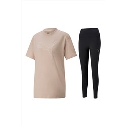 Camiseta y leggings deportivos Rosa y negro