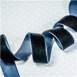 Лента, бархат, цвет темный синий, ширина 15.9 мм