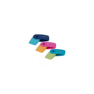 6шт Ластик Faber-Castell "Sleeve Mini", прямоугольный, 54*25*13мм, синий/розовый/голубой пластиковый футляр