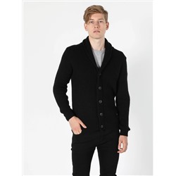 Черный мужской кардиган Slim Fit с деталью на пуговицах Cl1050105