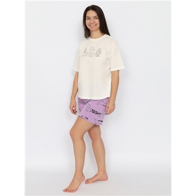 CSXW 50034-21 Пижама женская (футболка, шорты),экрю