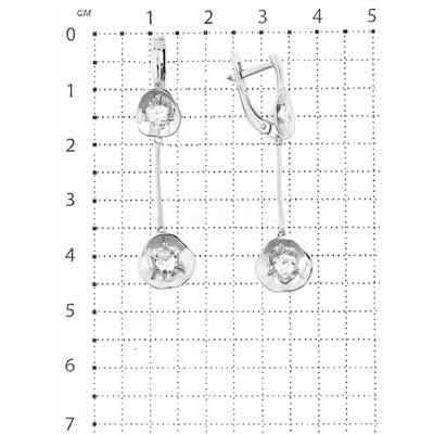 Серьги из серебра с фианитами родированные 925 пробы 2-3376-001р200