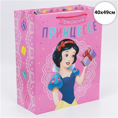 Пакет подарочный "Прекрасной принцессе" 40х49х19 см, упаковка, Принцессы