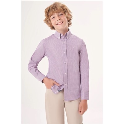 Детская рубашка стандартного кроя с длинными рукавами для мальчиков, красная GM23Y231166_D24