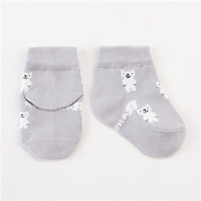 Носки Крошка Я "Мишки", серый, 10-12 см