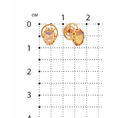 Серьги-пусеты из золочёного серебра с натуральным эфиопским опалом 925 пробы С-3797зк1170