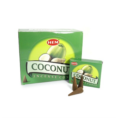 Благовония конусы HEM Coconut Кокос уп-12шт