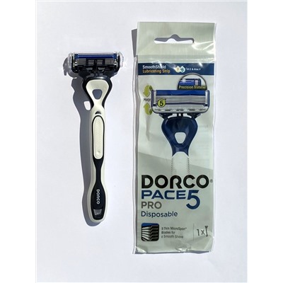 DORCO PACE5 PRO однораз.станок 1шт. 5лезвий+1лезвие-триммер, плав.головка, увл.полоса (Ю.Корея)