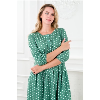 Платье женское из кулирки Софи горох на зеленом