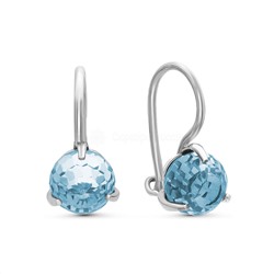 Серьги из серебра с кристаллами Swarovski Голубой родированные 925 пробы 0045с-202