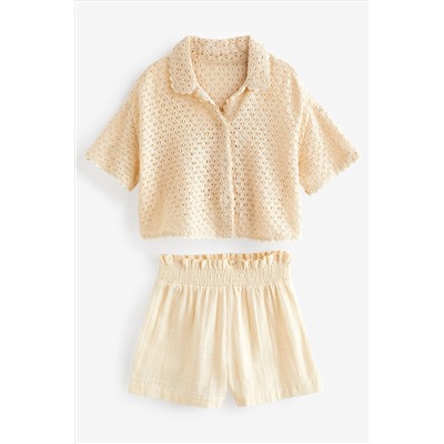 Cream Crochet Co-ord Set (3-16yrs)