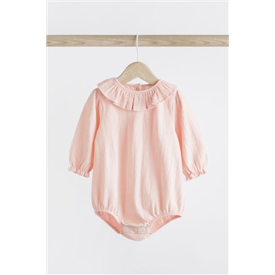 Pink and White Textured Baby Bodysuit 2 Pack