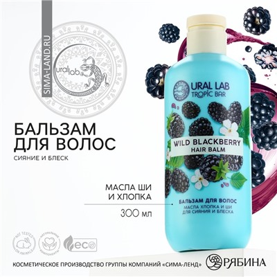 Бальзам для волос, сияние и блеск, 300 мл, аромат ежевики, TROPIC BAR by URAL LAB