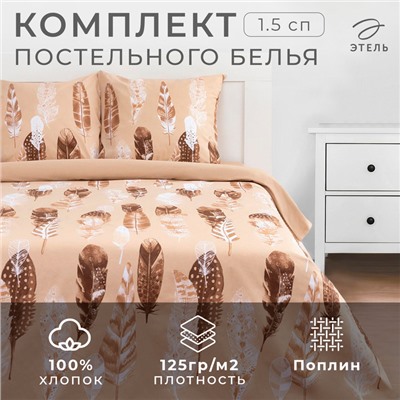 Постельное белье Этель 1.5 сп «Перья» (вид 1) 143*215 см,150*214 см, 70*70 см 2 шт