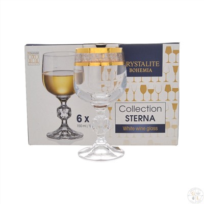 Набор бокалов для вина Crystalite Bohemia Sterna/Klaudie Золотая ветка  150 мл