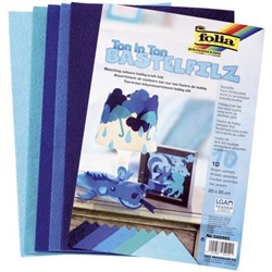 Folia Набор для творчества из фетра, 150 г/м2, 20х30 см, 5 цветов, 10 л/уп, оттенки синего