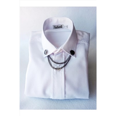 Белая рубашка с воротником-цепочкой в классическом стиле, детская рубашка для особого дня, свадьбы, дня рождения 01GD3001