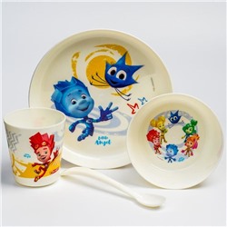 Набор детской посуды «Фиксики» (тарелка, миска, стакан, ложка)