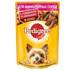 Pedigree корм для взрослых собак Мини с Говядиной и овощами  в соусе 85г