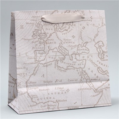 Пакет подарочный крафтовый квадратный, упаковка, «Весь мир твой», 22 х 22 х 11 см