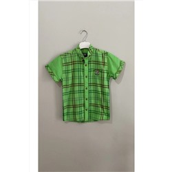 Льняная рубашка в клетку с короткими рукавами для мальчика BON210445214