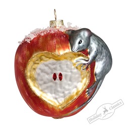 Яблоко с мышкой (стекло) 8,5х7х9,5 см