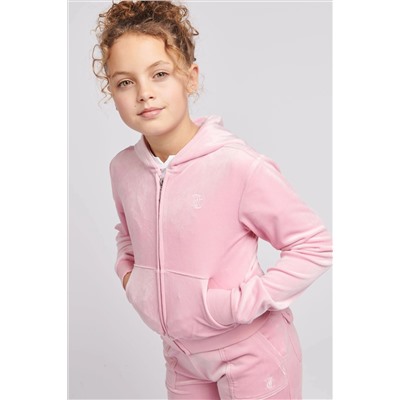 Juicy Couture Girls Pink Tonal Zip Through Hoodie