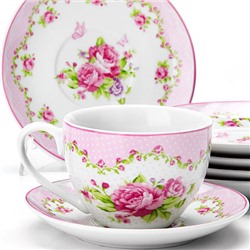 Чайный сервиз 220мл 12 предметов на 6 персон Loraine Цветы 25926