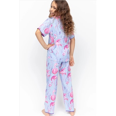 Minijammies Blue Flamingo Print Short Sleeve Pyjamas Set