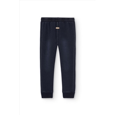 Pantalón felpa denim de niño azul oscuro