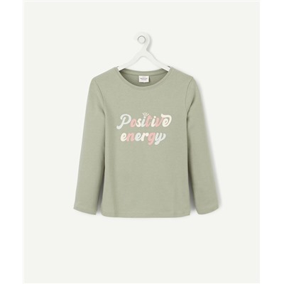 LE T-SHIRT VERT EN COTON BIOLOGIQUE AVEC MESSAGE POSITIF