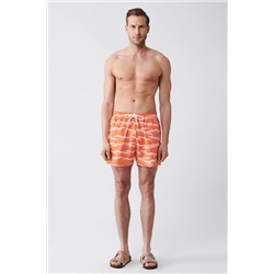 Мужские оранжевые быстросохнущие шорты для плавания стандартного размера с принтом E003802