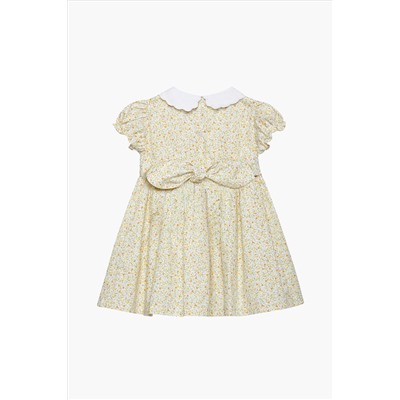 Trotters London Little Yellow Floral Petal Collar Cotton Duck Dress