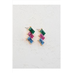 Стильные серьги с разноцветными блестящими камнями 23SX810184