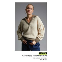 8WB1028 MAGLIONE POLO SCOLLATA BICOLOR