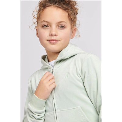 Juicy Couture Girls Pink Tonal Zip Through Hoodie