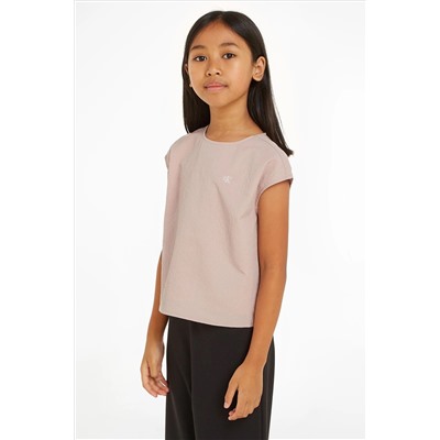 Calvin Klein Pink Seersucker Woven Top