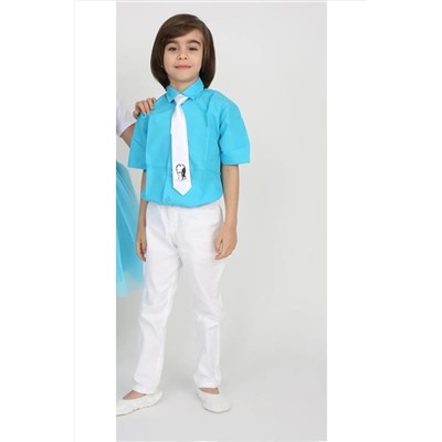 Льняная однотонная рубашка с короткими рукавами для мальчика, выпускной 099GGERE07