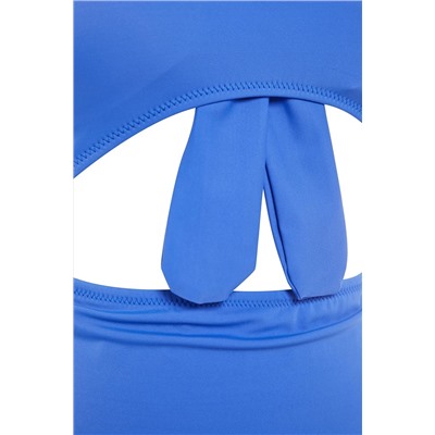 Синий утягивающий купальник с вырезами и завязками TBBSS22MA0302