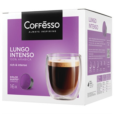 Кофе в капсулах COFFESSO "Lungo Intenso" для кофемашин Dolce Gusto, 16 порций, 102153