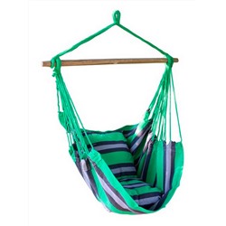 ProfiCamp Гамак-кресло "Полоски" (100х100 см, поликоттон, до 200 кг, зелёно-синий)