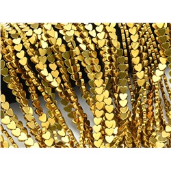 Бусины из гематита сердце 6*6мм цв.античное золото, 39см, 72 бусины