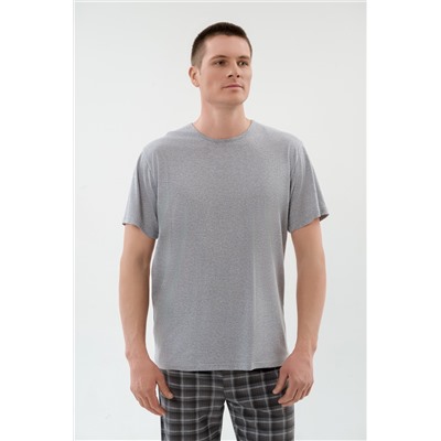 Пижама мужская из футболки с коротким рукавом и брюк из кулирки Генри серый меланж