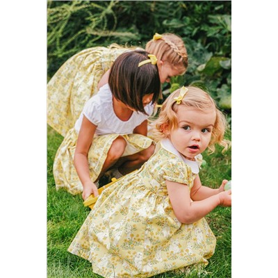 Trotters London Little Yellow Cotton Bunny Dress