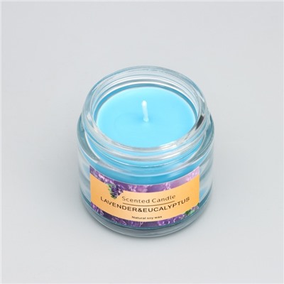 Свеча ароматическая "Scented Candle, Lavender&eucalyptus", Лаванда и эвкалипт, 5*5см, 140 гр   94933