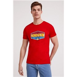 Мужская футболка Unique с круглым вырезом красная 202 LCM 242025