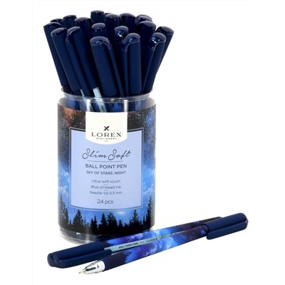 Ручка масляная 0.5мм LOREX SKY OF STARS.NIGHT синяя, игловидный наконечник, 0,5 мм