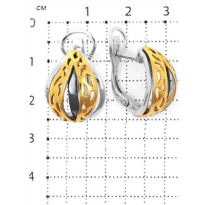 Серьги из серебра с черным родированием и золочением 925 пробы С-1050рз